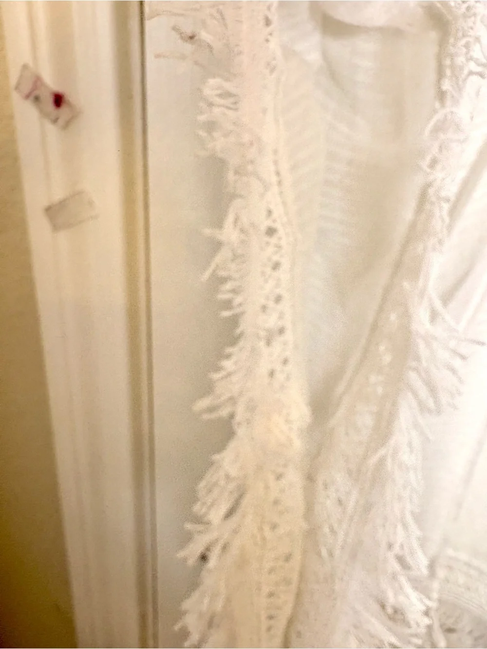 Steve Madden White Fringe Lace Trim Boho Kimono Cover Up One Size